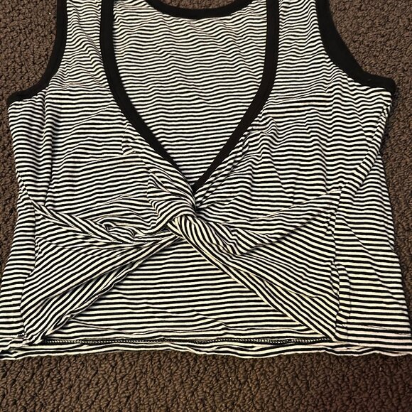 Alexander Wang Striped Low Back Twist Tank - SZ L - Picture 3 of 5